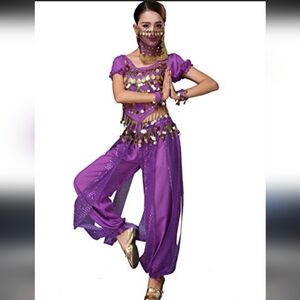 Kids Belly Dancer Costume in Purple and Gold Size Large